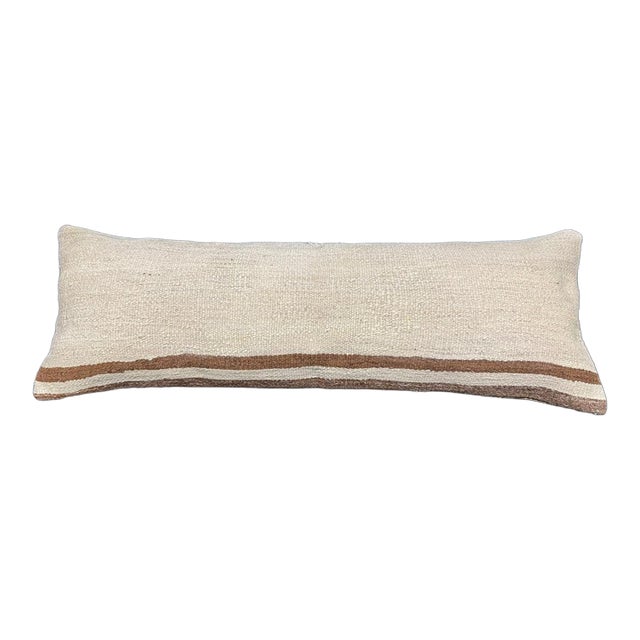 Turkish Hemp Pillow Cushion Natural Beige Brown Cushion Cover 14"x40" For Sale