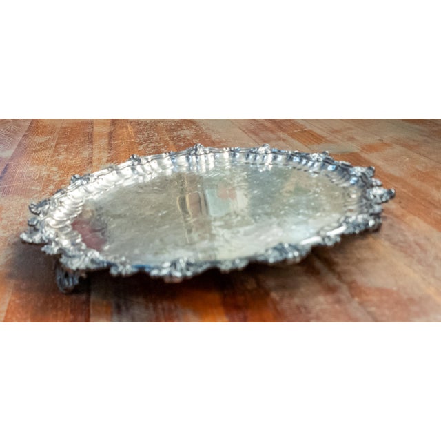 Silver 20th Century English Silverplate Rococo Revival Salver Tray by Ellis Barker For Sale - Image 8 of 14