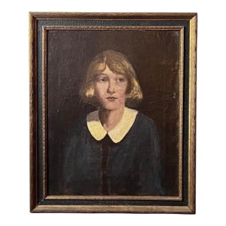 19th Century Framed Portrait of a Girl, "Little Orphant Annie" Oil on Canvas For Sale