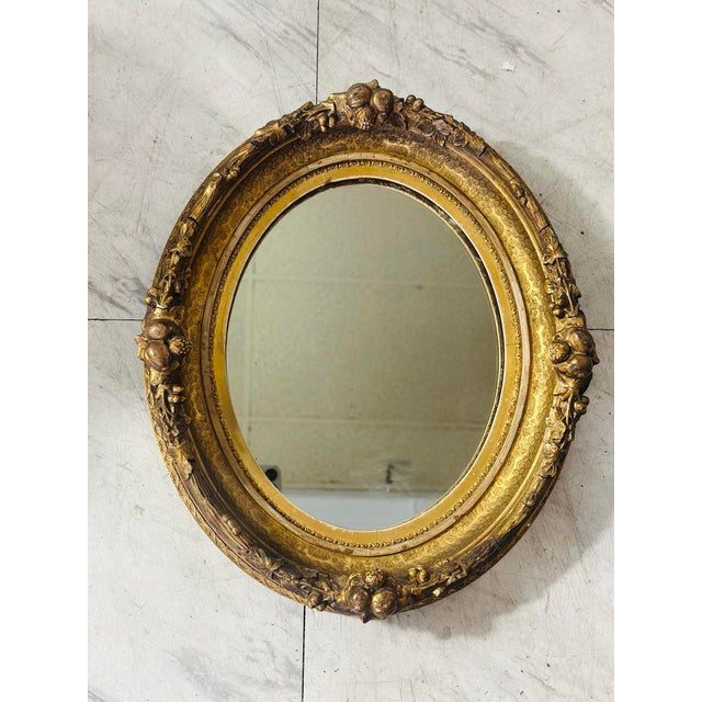 Antique Gold Gilt Oval Mirror For Sale In Charleston - Image 6 of 6
