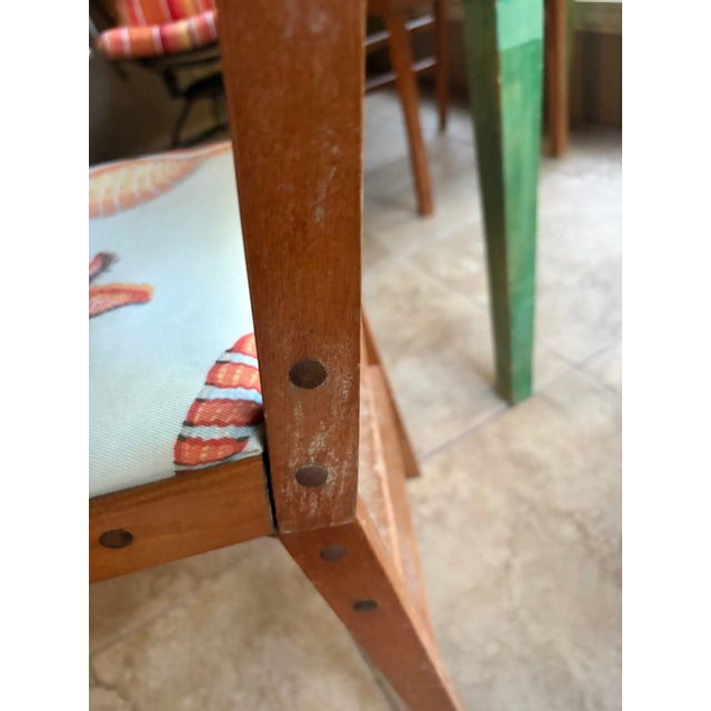 Vintage Mid-Century Leg-O-Matic Folding Game Table & 3 Cane Back Chairs Set (Mcm / Coastal Chess & Checkers) For Sale - Image 11 of 18
