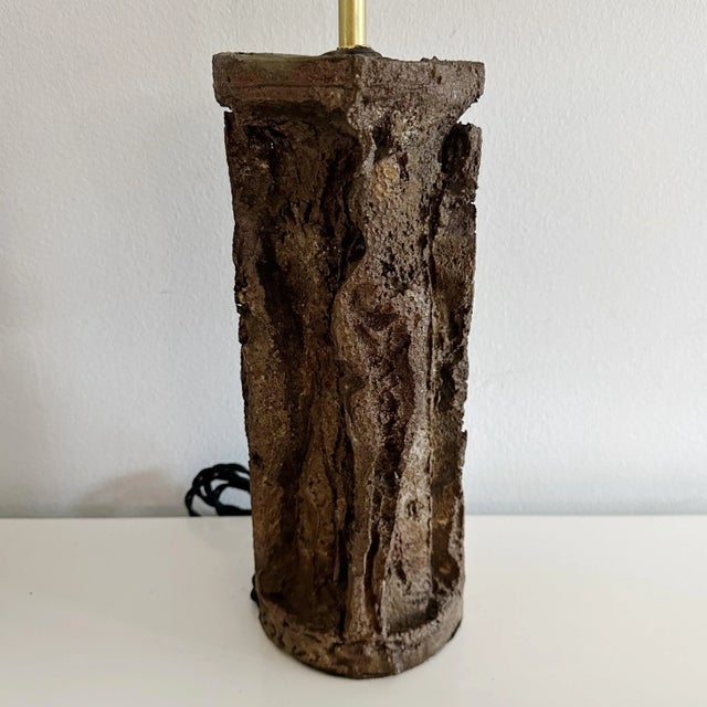 1970s Pair Brutalist Mid Century Lamps Signed For Sale - Image 5 of 12
