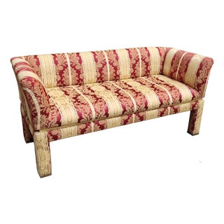 Two-Seater Sofa with Floral Fabric with Decorative Brass Edges, 1980s For Sale