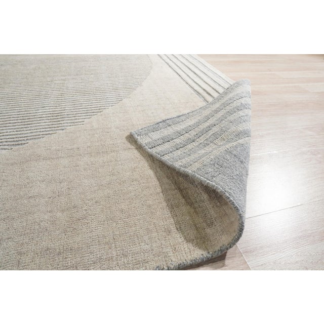 2020s 6x9 Majestic Chic Charcoal Geometric Abstract Handmade Wool Carpet Rug For Sale - Image 5 of 8