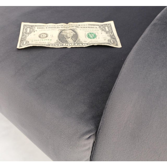 Pair Italian Mid-Century Modern Brass Legs Grey Arm Lounge Chairs For Sale - Image 9 of 17