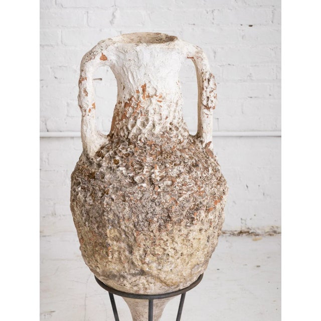 Antique Italian Earthenware Vessel on Iron Stand For Sale In New York - Image 6 of 12