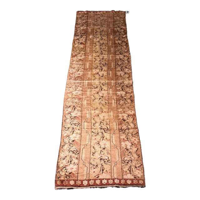 1900s Antique Turkish Long Runner Rug With Floral Vine Pattern For Sale