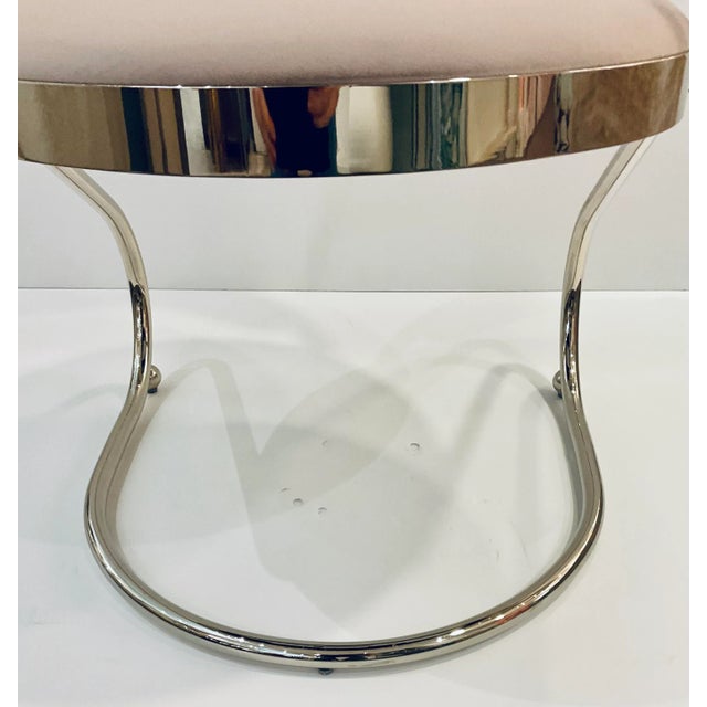 Original retail $8604, stylish Caracole Modern Taupe Velvet Retrospective Dining Chairs Set of 4, tubular metal frames...