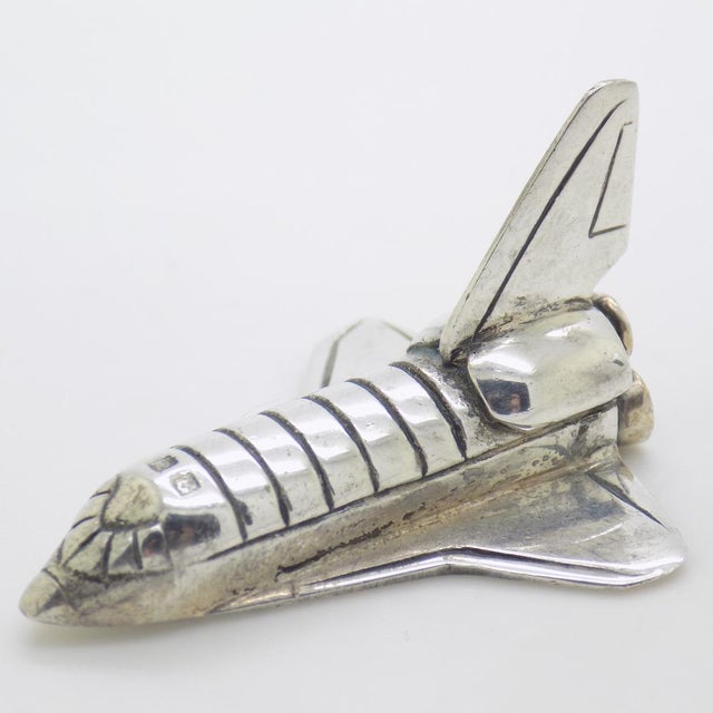 Vintage Italian Handmade Sterling Silver Shuttle Spaceship Figurine, 1980s For Sale - Image 3 of 11