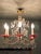 Chandelier 6 lamps, glass pink European Plug (up to 250V).The wiring of this item may be original and might need...