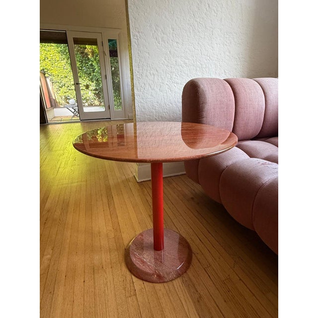 Cattelan Italia Red Travertine Side Table For Sale In Los Angeles - Image 6 of 7