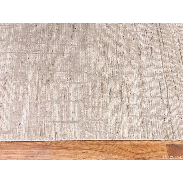 Nazmiyal Collection Cream Color Modern Moroccan Style Runner Rug For Sale - Image 4 of 8