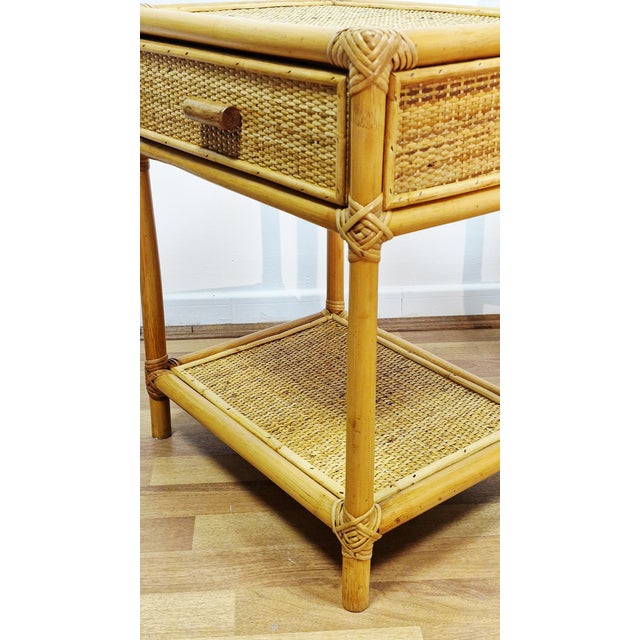 Mid-Century Modern Bamboo and Wicker Bedside Tables, Italy, 1970s, Set of 2 For Sale - Image 14 of 18