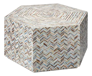 Jamie Young Hepburn Mother of Pearl Hexagon Coffee Table