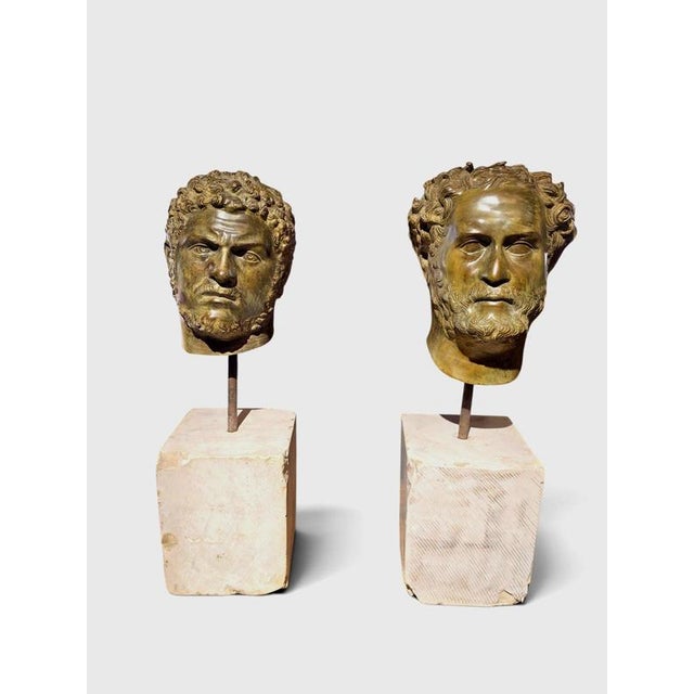 An impressive pair of large sculptural heads depicting Roman emperors, made in Italy during the 1950s and executed in...