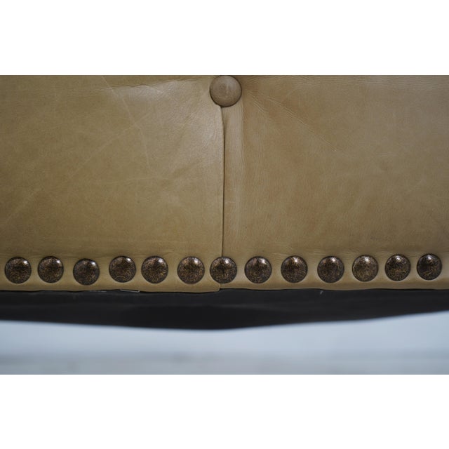 Chesterfield Style Tufted Leather Ottoman Stool For Sale - Image 11 of 13