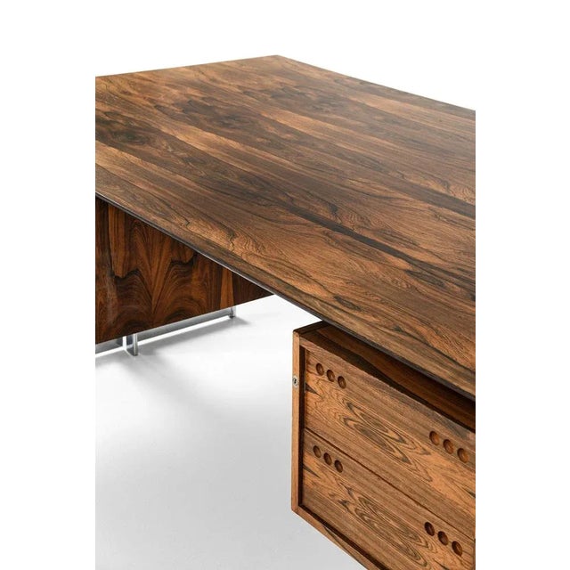 1960s Free-Standing Desk in Rosewood and Chromed Steel attributed to Jan Lunde Knudsen, 1960s For Sale - Image 5 of 13