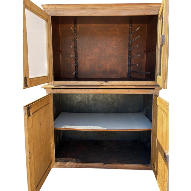 Early 20th Century Genuine, Lined -French Pine Bakers Cabinet For Sale - Image 5 of 6
