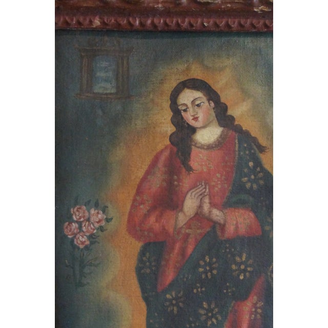 A very old Spanish Colonial painting of Nossa Senhora da Conceição ((Our Lady of the Concepcion) which was acquired from a...