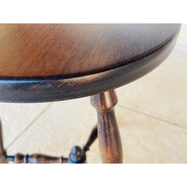 Rustic Turned Walnut Tripod Stool For Sale - Image 3 of 18