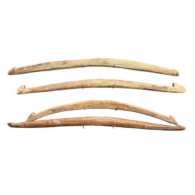 Wood Collection of Eight 19th/Early 20th Century Hog Gambrels on Custom Wall Mounts For Sale - Image 7 of 14