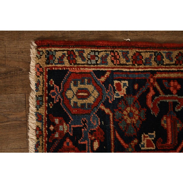 Vintage Heriz Hand Tied Persian Rug 90'" X 123" For Sale - Image 9 of 18