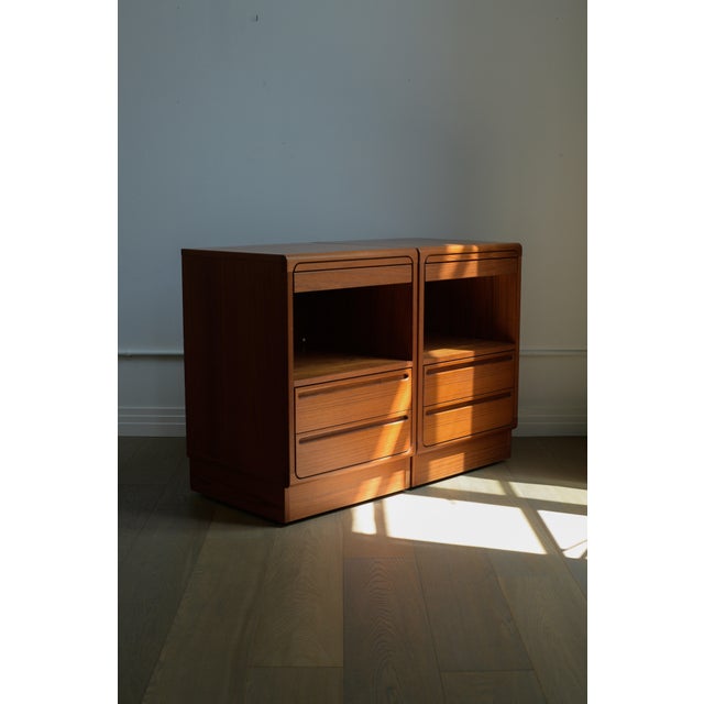 1970s Peter Graves Sorensen three piece queen sized bedroom set for Torring Mobelfabrik. Headboard with ample storage...