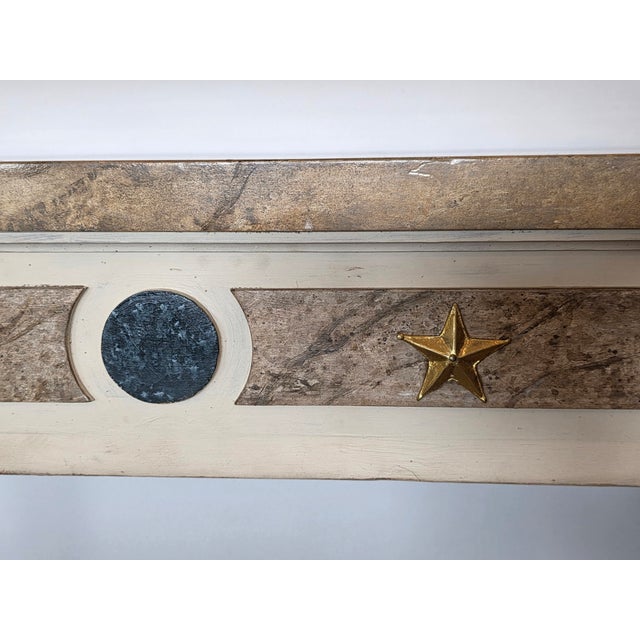 Neoclassical Gustavian Style Gilt Bronze Mounted Cream Painted Console Table With Marbelized Faux Marble For Sale - Image 9 of 18