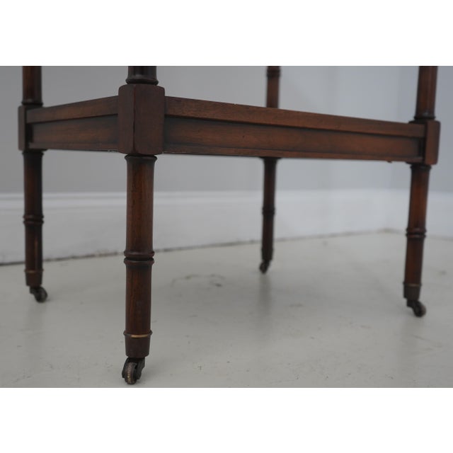 1970s Regency Style 4 Tier Mahogany Bamboo Form Etagere For Sale - Image 5 of 12