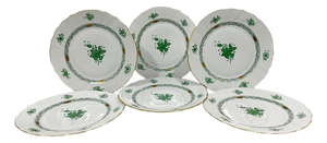 Chinese Bouquet Apponyi Green Dinner Plates from Herend, 1980s, Set of 6