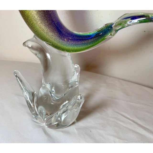 Glass Vintage Hand Blown Murano Italian Art Studio Glass Dolphin Sculpture Statue Gold For Sale - Image 7 of 10
