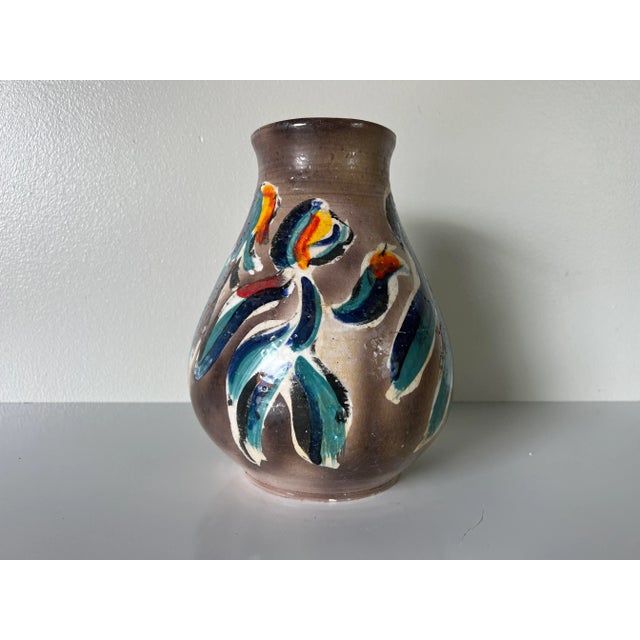 Ceramic 1984 Dick Nester Hand - Painted Abstract Pattern Studio Pottery Vase For Sale - Image 7 of 12