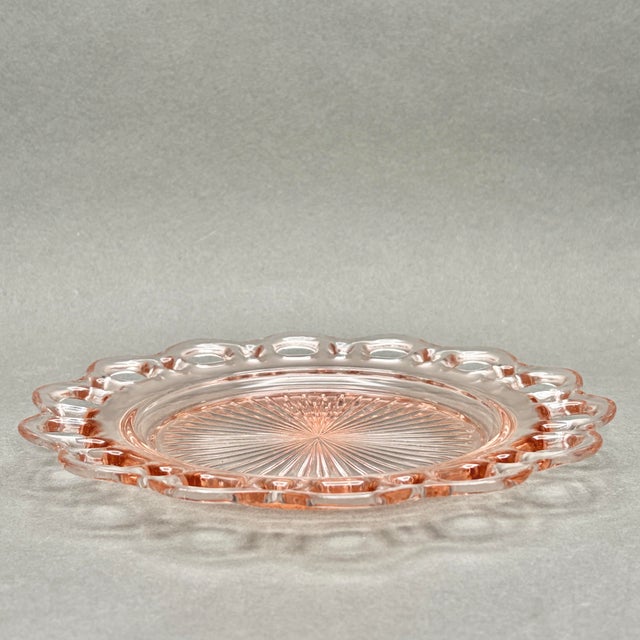 Anchor Hocking Vintage Pink Anchor Hocking “Old Colony” Lace Edge 3 Piece Serving Set For Sale - Image 4 of 12