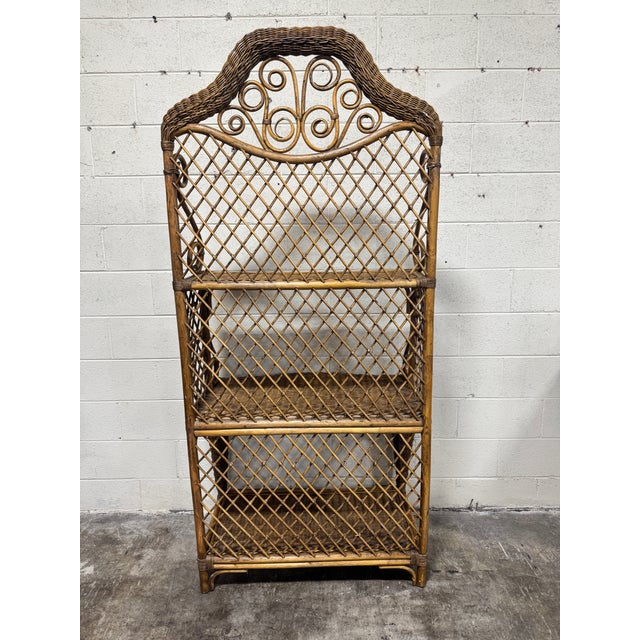 Very sturdy and stable. Wicker is great condition Minor wear. See photos. Great for a beach house or pool house! Bottom...