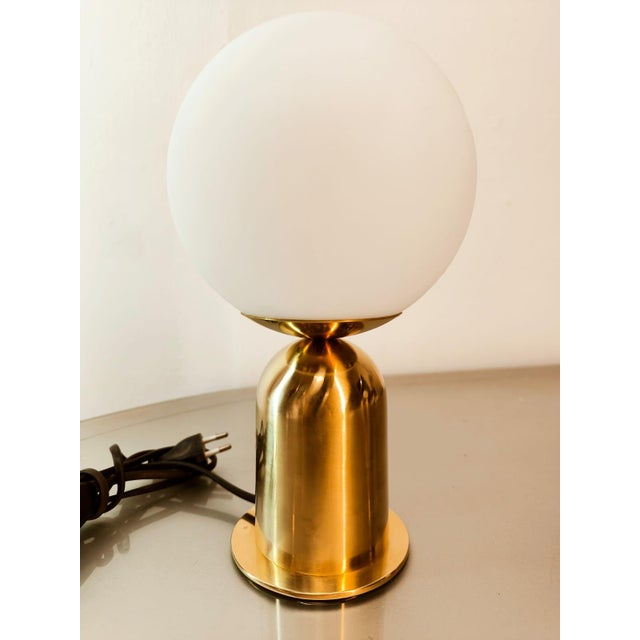Brass Table Lamp with Satin Sphere For Sale - Image 9 of 13