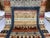 Art Deco Blue & Rust Afghan Sultani Pictorial Wool Rug, Natural Dye Khorjin Tribal Design, 6′5″ × 9′7″ For Sale - Image 3 of 12