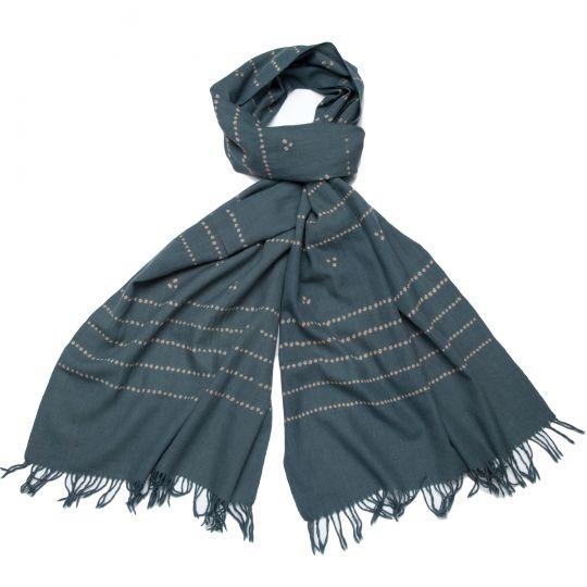 Indian Bandhani Gray Wool Scarf For Sale - Image 3 of 3
