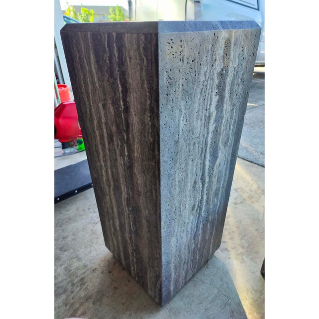 Modern Stunning Pair of Travertine Pedestals For Sale - Image 3 of 12