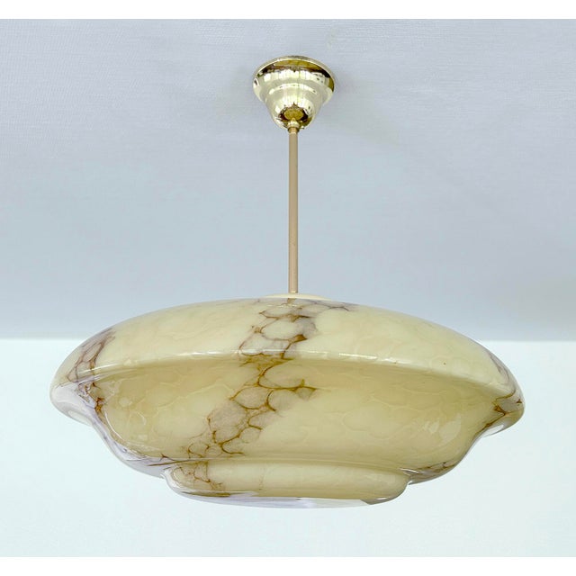 Modern Art Deco Amber Glass Pendant Light, 1930s For Sale - Image 3 of 18