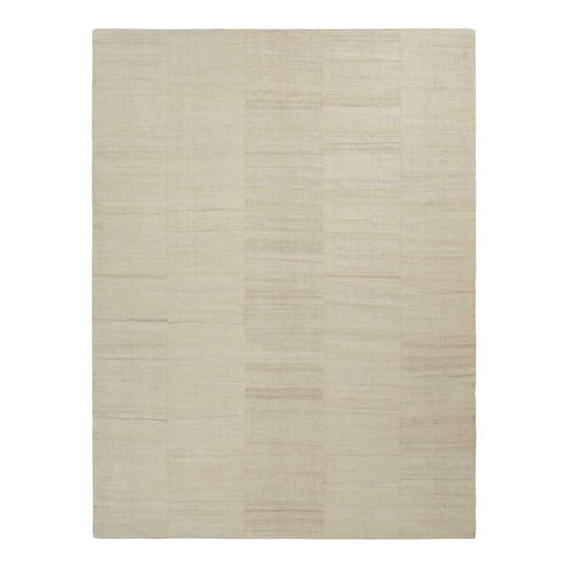 Vintage Persian Mazandaran Kilim in Beige & Cream Striped Patterns - Rug & Kilim For Sale