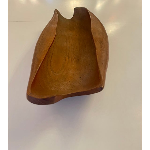 Sculptural Wooden Bowl in Teak, 1950 For Sale - Image 4 of 10