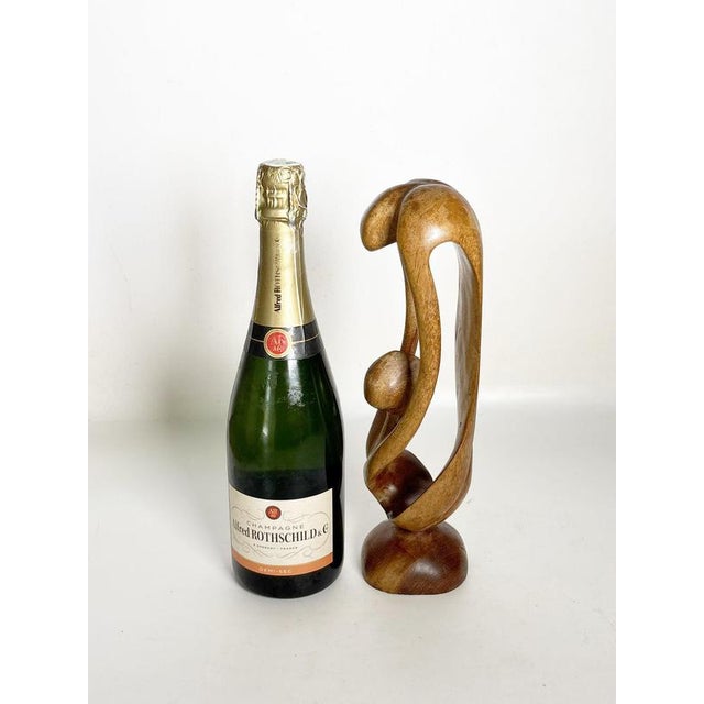 Brown Wooden Sculpture of a Woman and Child, France, 1970 For Sale - Image 3 of 16