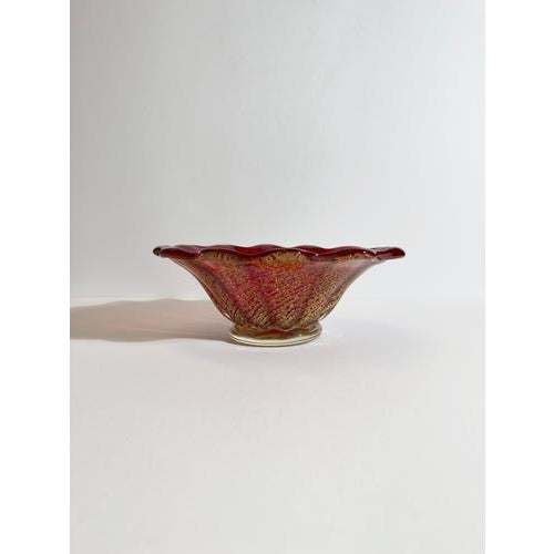 Cordonato Doro Red Gold Murano Glass Bowl from Barovier & Toso, Italy, 1960s For Sale - Image 6 of 10