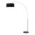 1960s Mid Century Modern Nova of California Float Arc Floor Lamp - Modern Satin Nickel, Black Marble Base, Black Linen Drum Shade For Sale