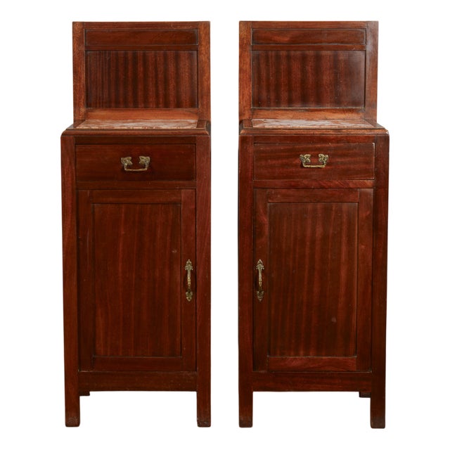 Mahogany Bedside Tables with Liberty Tops, Set of 2 For Sale