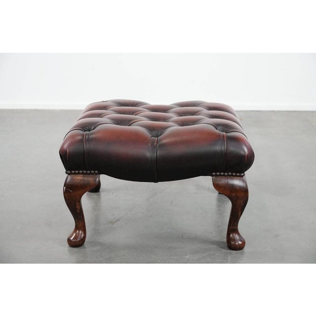Dark Brown Chesterfield Footstool in Cowhide For Sale - Image 3 of 12