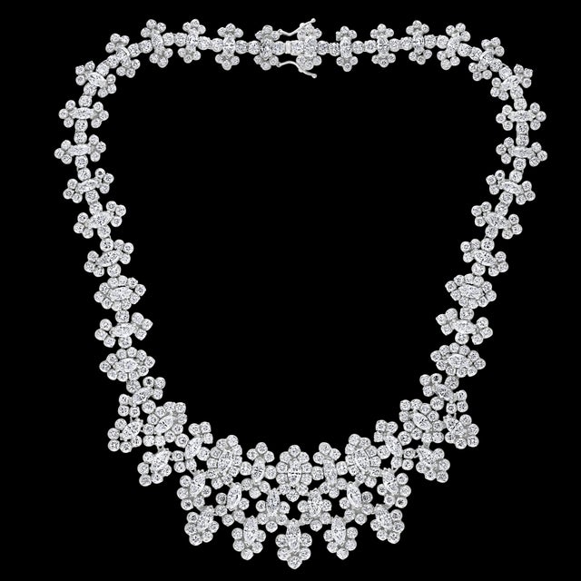 Metal 55 Ct Diamond Bridal Necklace 18 Karat White Gold 107 Gm, Estate For Sale - Image 7 of 8