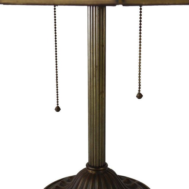 1920s Antique Bradley & Hubbard School Arts & Crafts 8 Panel Slag Glass Lamp C1920 For Sale - Image 5 of 18