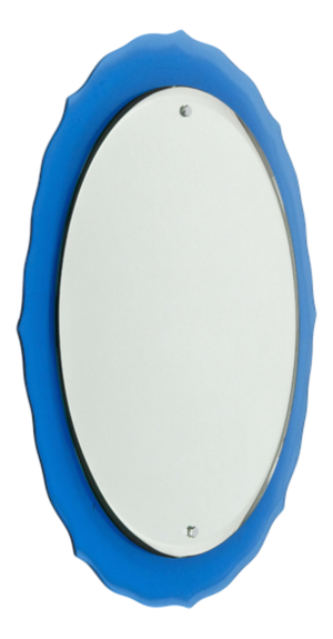 Mid-Century Modern Wall Mirror with Blue Glass Frame, 1960s