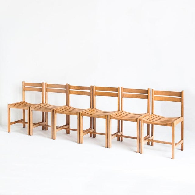 André Sornay Beech Dining Chairs attributed to André Sornay, France, 1960s, Set of 6 For Sale - Image 4 of 16